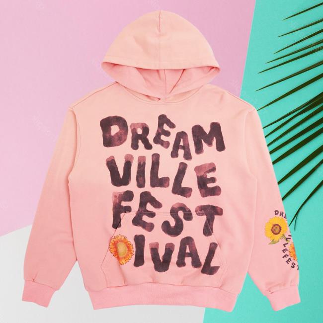 Official Dreamville Music Festival Merch Dv Fest Long Sleeve T-Shirt Washed Flower Pink Dreamville Records