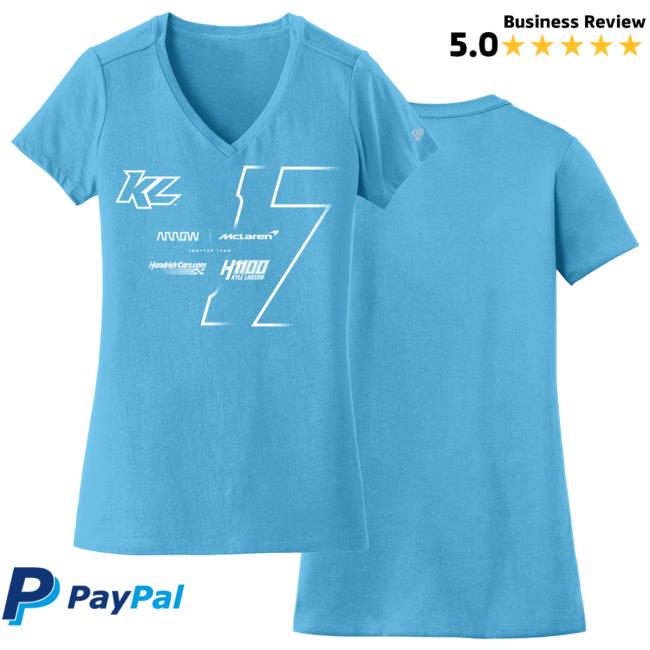 Kyle Larson Official Online Store Merch Kl17 Design- Ladies Sky Blue V-Neck Short Sleeve Tee