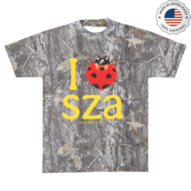 Official Sza Merch Store Sza I Heart SZA Camo Tee Light Wash Solana Imani Rowe
