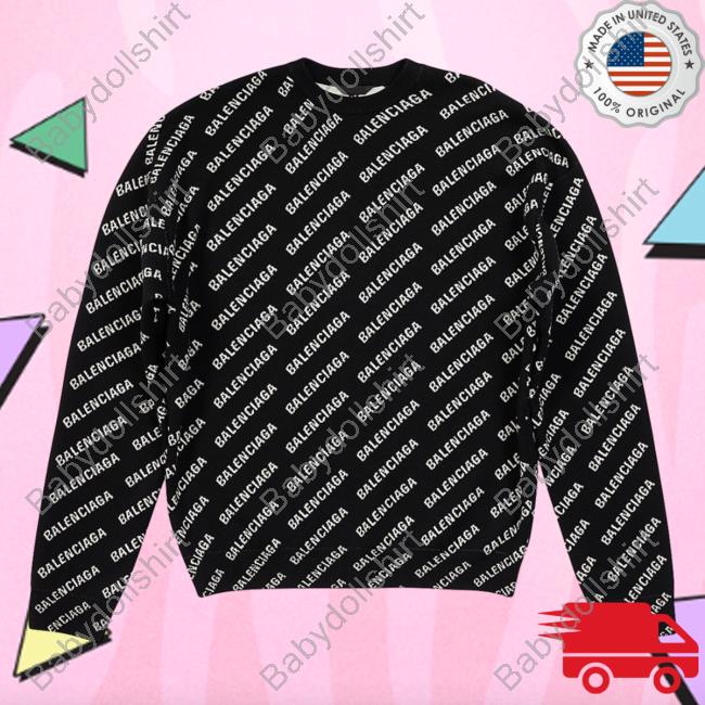 Official Saks Fifth Avenue Clothing Store Shop Balenciaga Mini Allover Logo Black White AOP Sweatshirt 3D All Over Print Saksfifthavenue