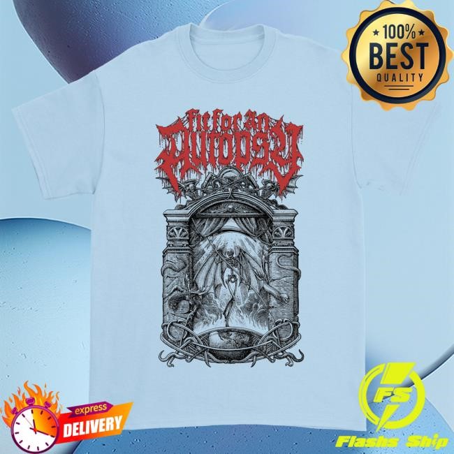 Official Fit For An Autopsy Merch Death Arch Popover Shirt - Light Blue