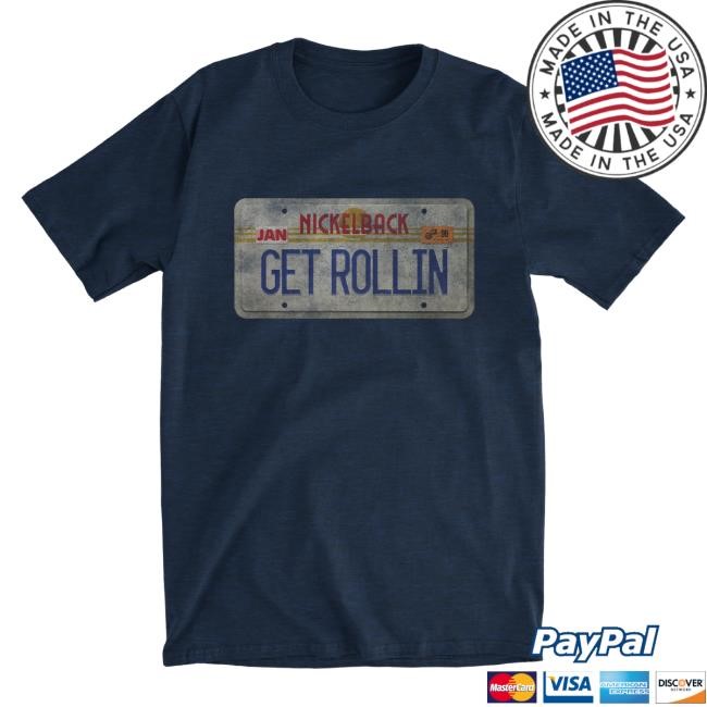 Official Nickelback Merch Nickelback Get Rollin' Plate Navy Blue T Shirt Nickelback Apparel