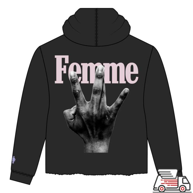 Official Fresh Society Homme + Femme "Twisted Fingers" Black Hoodie Crewneck Purple/Pink