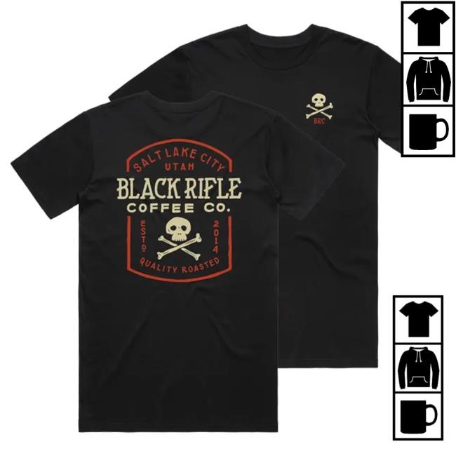 Official Black Rifle Coffee Store Shop Jolly Roger Cross Bones Tee