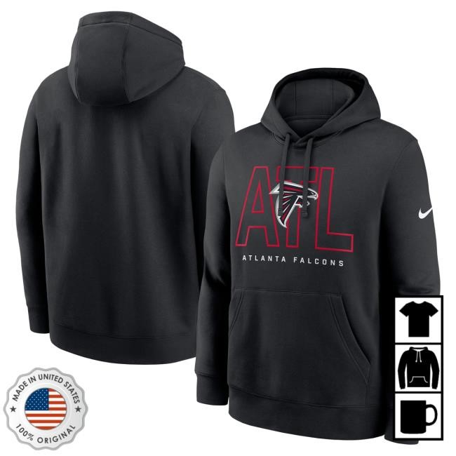 Official NFL Merch Men's Atlanta Falcons Nike Black Busted Play Club Pullover Hoodie ArizonaCardinals
