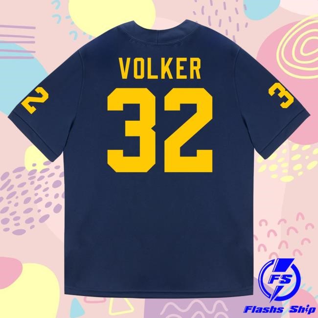 Michigan Wolverines #32 John Volker Student Athlete Blue Football Jersey Shirt The M Den Shop Official