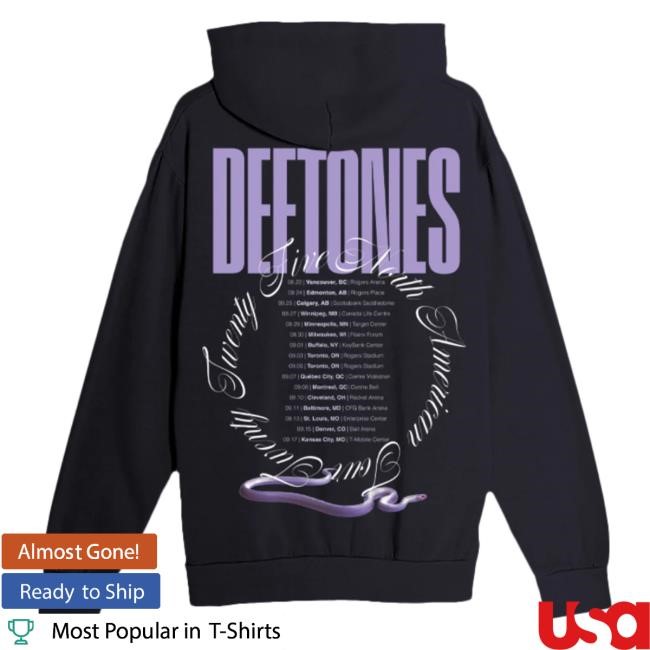 Official Deftones Store north america leg 2 tour Hooded Sweatshirt