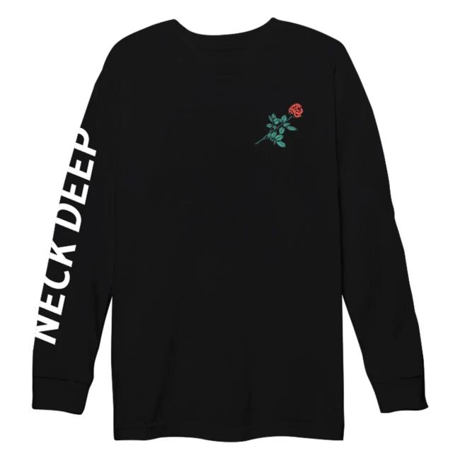 Official Neck Deep Merch Store NeckDeep Neck Deep Rose Text Black Long Sleeve Tees