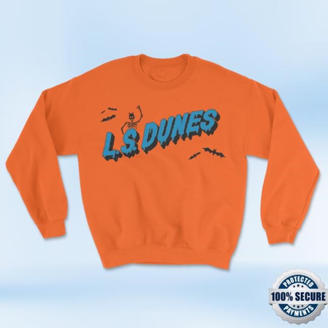 Official Lsdunes Store Shop Ls Dunes Spooky Skeleton Popover Sweatshirt (Orange)