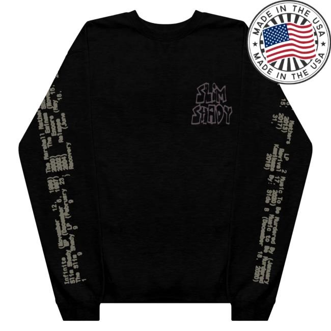 Official Eminem Store Merch Eminem Graffiti Slim Crewneck (Black) Slim Shady