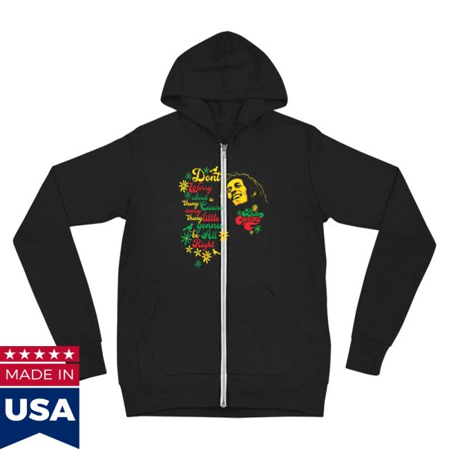 Official Bob Marley Merch Store Shop Bob Marley Three Little Birds Zip Up Pullover Sweatshirt