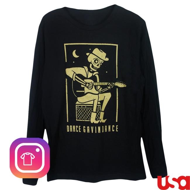 Official Dance Gavin Dance Merch Gold Skull Black LS Tee DanceGavinDance