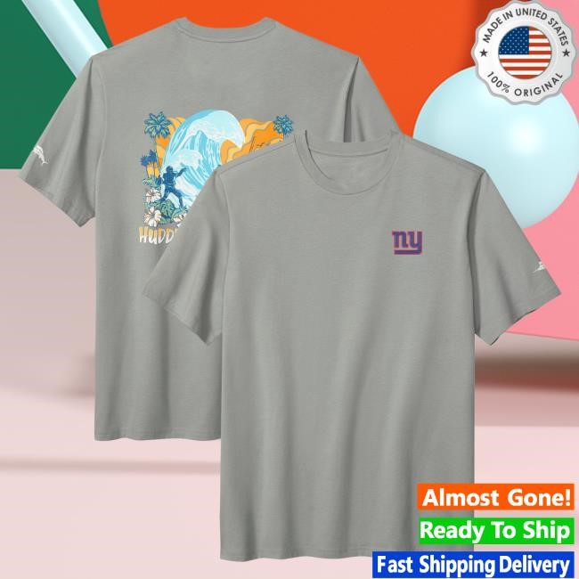 Official New York Giants Bulls Apparel Men's Tommy Bahama Gray New York Giants Huddle & Hang Tens Tshirt NewYorkGiants