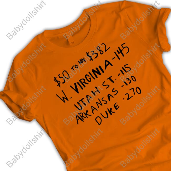 $50 To Win $382 W Virginia 145 Utah St 115 Arkansas 130 Duke 270 Shirts Br Betting