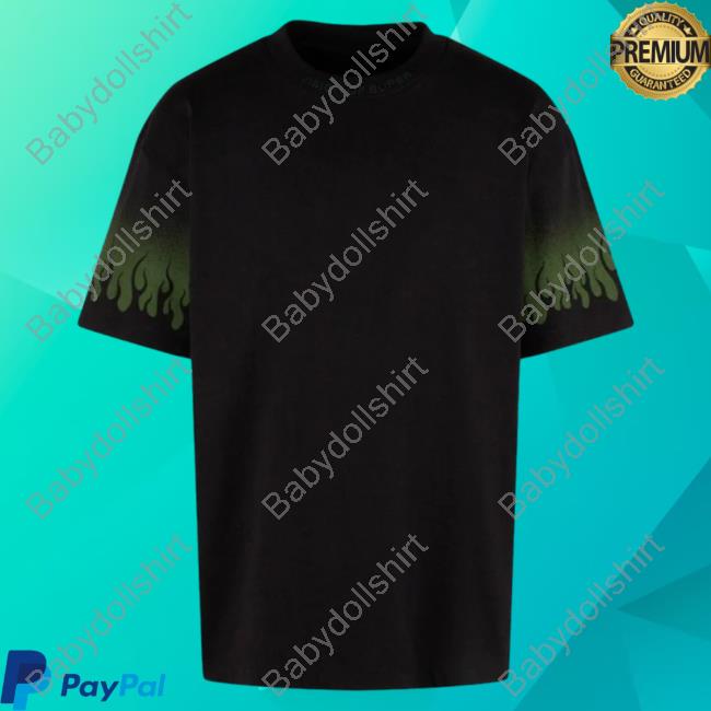 Official Vision Of Super Green Negative Flames Black T-Shirts
