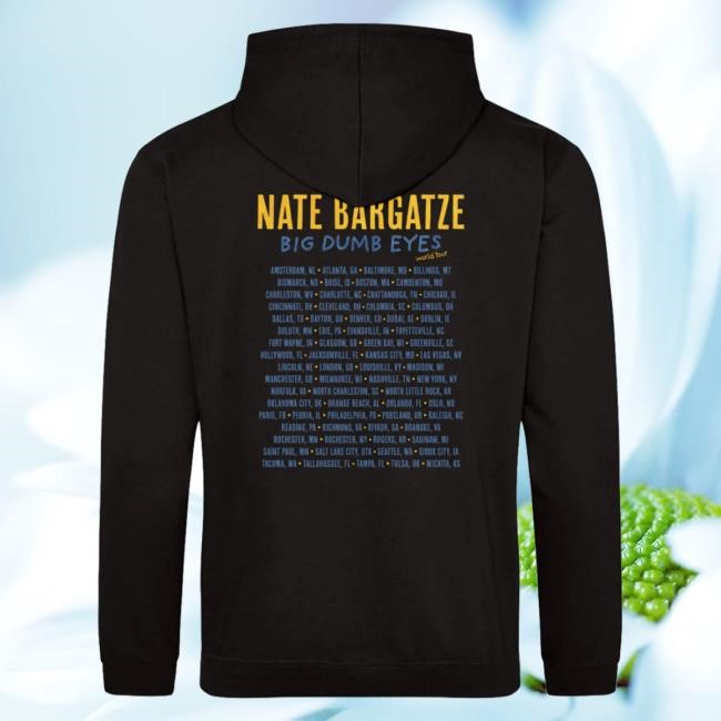 Official Nate Bargatze Merch Big Dumb Eyes Tour Black Hoodie