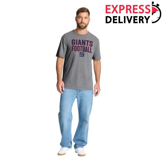 Men's Fanatics Heather Gray New York Giants First Down Tribute Top Shirt NewYorkGiants