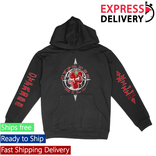Official Cypress Hill Merch Cypress Hill Back In Black Album Cover Hoodies CypressHill