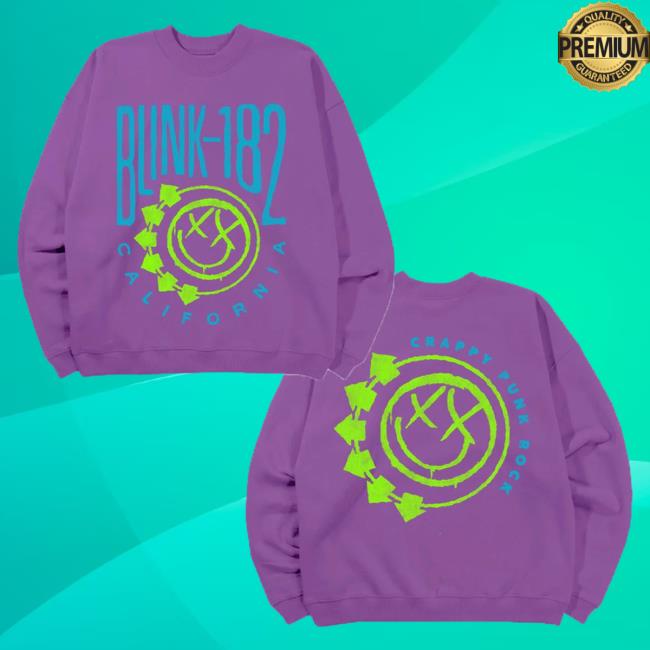 Official Blink 182 Merch Store Abc Smiley Oversized Crew Purple Blink182 Shop