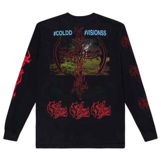 Official Bladee Merch Store Bladee Forest Crime / Cold Visions Black Long Sleeve Tee