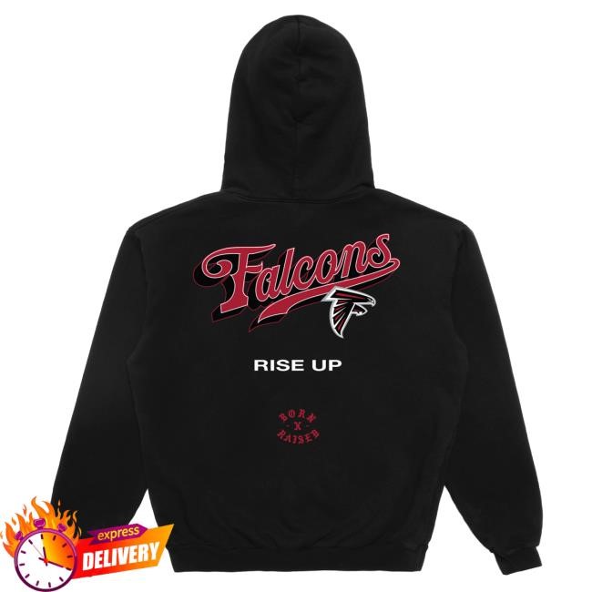 Official NFL Apparel Unisex Atlanta Falcons Born x Raised Black Pro Script Tees ArizonaCardinals