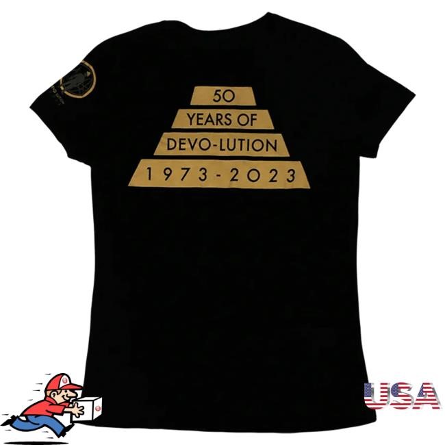 Official Hello Merch Devo Ladies 50 Years of Devo-Lution Live Black Shirt 2024 HelloMerch