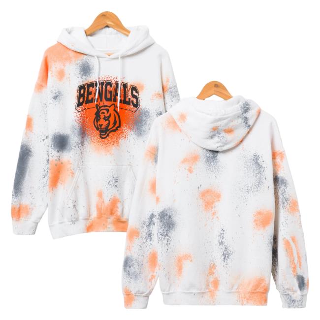 Official Junk Food Apparel Clothing Store Shop Tie-Dye Junkfoodclothing Cincinnati Bengals Tie Dye Hooded Sweatshirt
