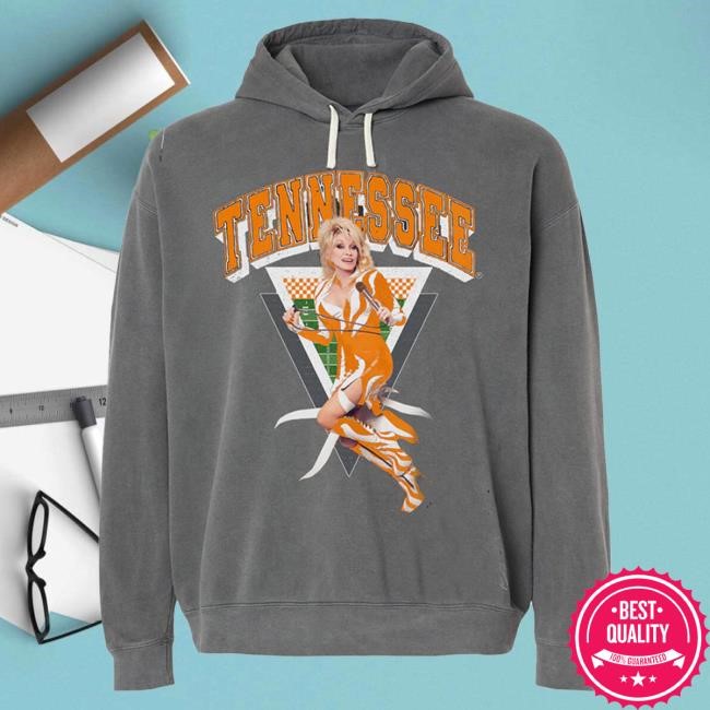 Official Dolly Parton Merch Store Shop Dolly Parton Rockstar Vols Charcoal Thrifted Distressed Popover Sweatshirt DollyParton