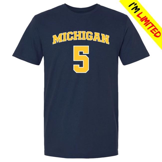 Michigan Wolverines Men's Basketball Student Athlete #5 Oscar Goodman T Shirt | The M Den Official Merch Store Shop