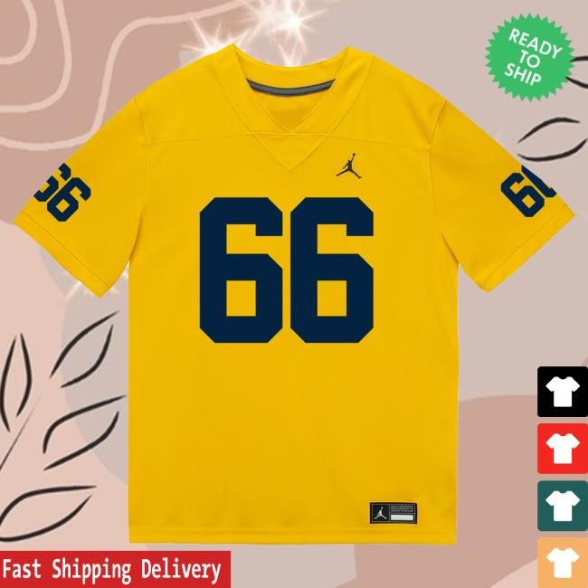 The M Den Michigan Wolverines #66 Dan Taraboi Student Athlete Maize Football Jersey Tees