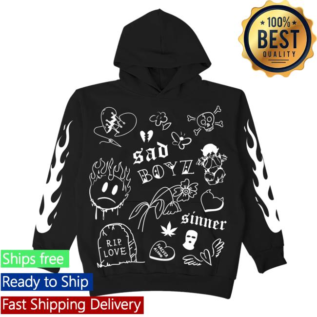 Sad Boyz Merch No Love Black Hooded Sweatshirt