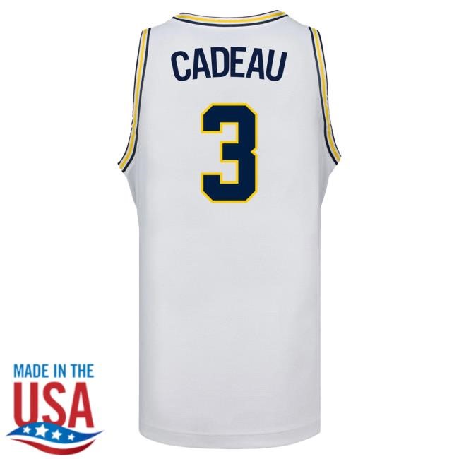 Michigan Wolverines #3 Elliot Cadeau Student Athlete White Basketball Jersey T Shirt The M Den Shop Official