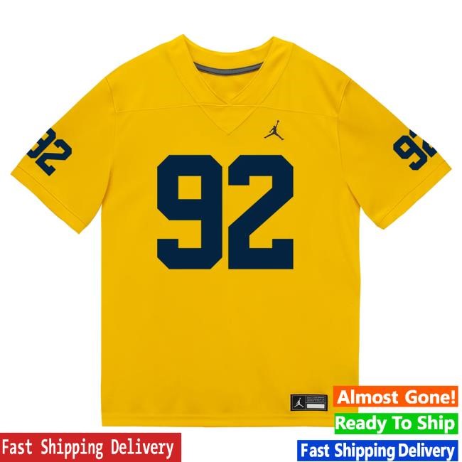 Michigan Wolverines #92 Beckham Sunderland Student Athlete Maize Football Jersey New Shirt The M Den Shop Official