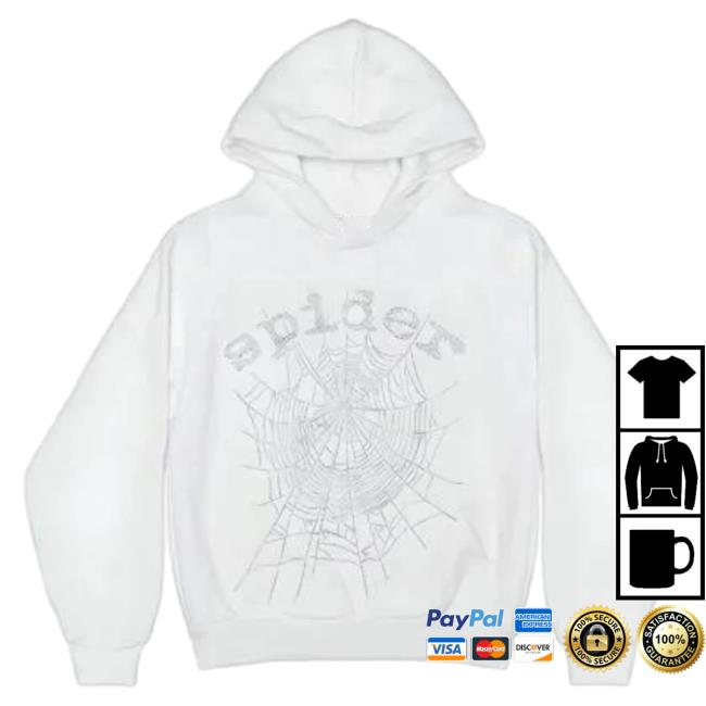 Official Sp5der Clothing Apparel Sp5der Og Rhinestone Logo Hood White Sp5der Merch Store Shop