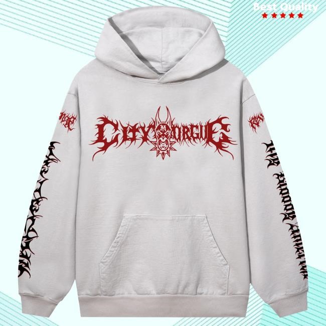 Official City Morgue Merch Revenge X City Morgue Metal Tour Pullover Hoodie Cement/Red City Morgue Clothing