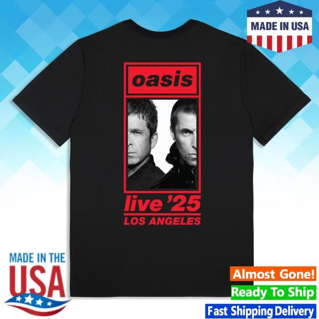 Official Oasis Tour Merch Live '25 Los Angeles Event Tees Black 7th September