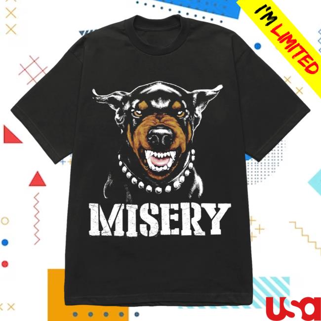 Official Misery Worldwide Misery Beware Of The Dog Graphic Print Black Tees