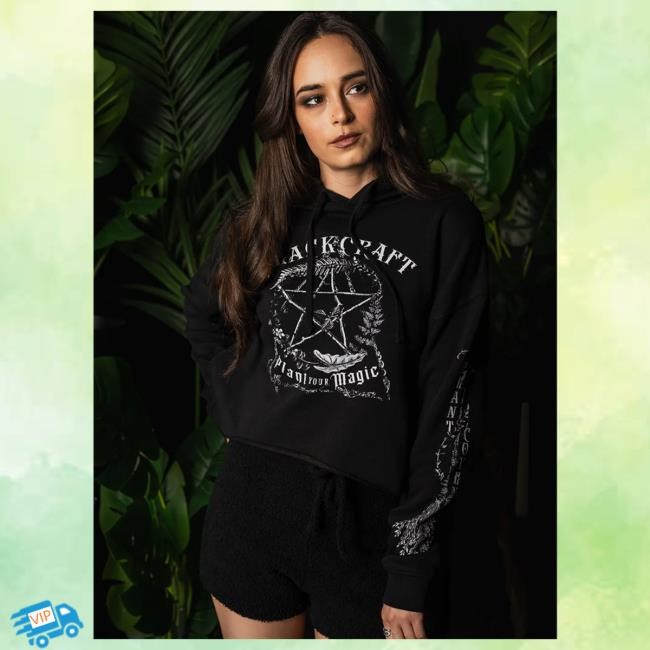 Plant Coven Cropped Pullover Hoodie Official Blackcraft Cult