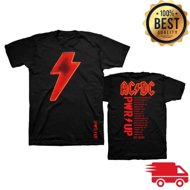 Official Ac Dc Merch Store Ac/Dc Acdc Pwr Up Tour Eu 2024 Black Shirt 2024 Ac Dc Shop Acdc Clothing