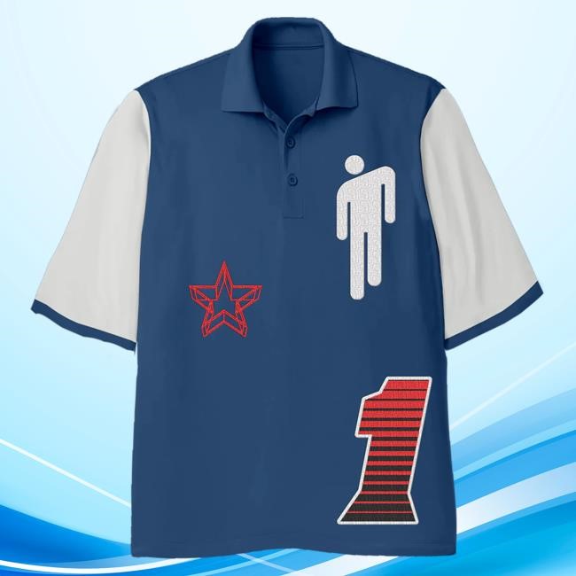 Official Billie Eilish Merch Store Billie Eilish Blohsh Racer 1 Blue Polo T Shirt