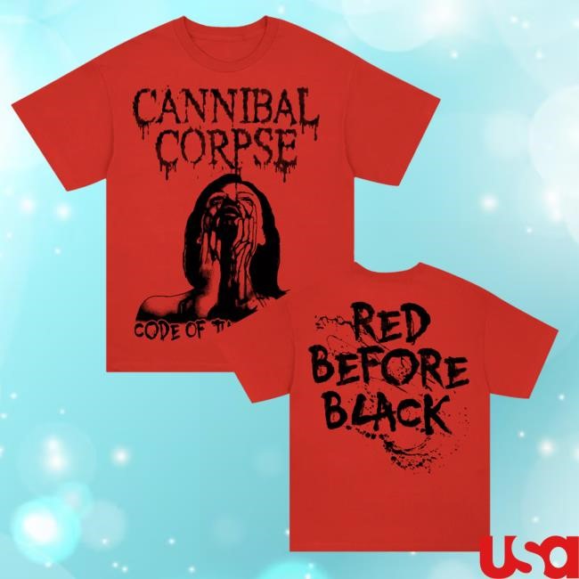 Official Cannibal Corpse Shop Code Of The Slashers T Shirt (Red)
