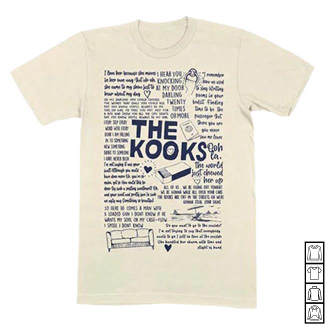 Official The Kooks Apparel Store The Kooks Lyric Natural T-Shirt The Kooks Clothing Shop TheKooks