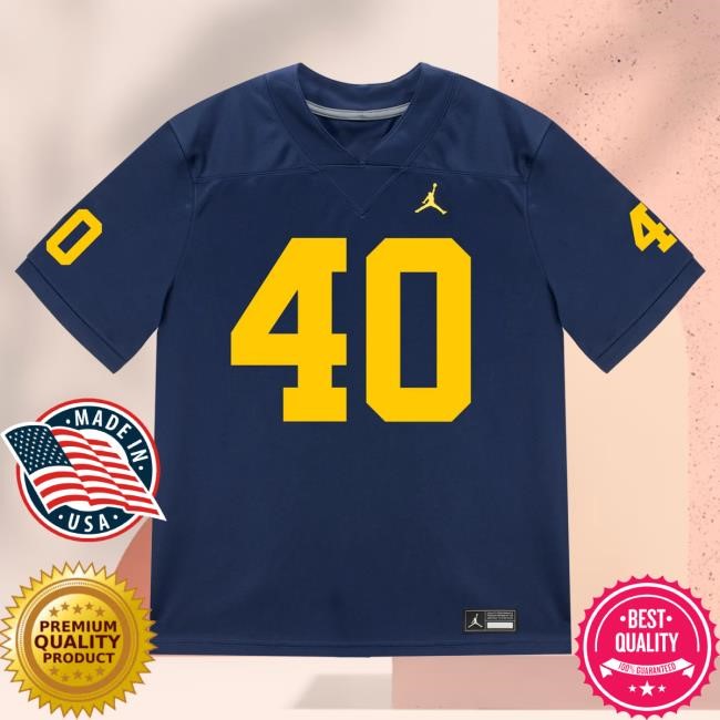 Michigan Wolverines #40 Rocco Milia Student Athlete Blue Football Jersey T Shirt The M Den Shop Official