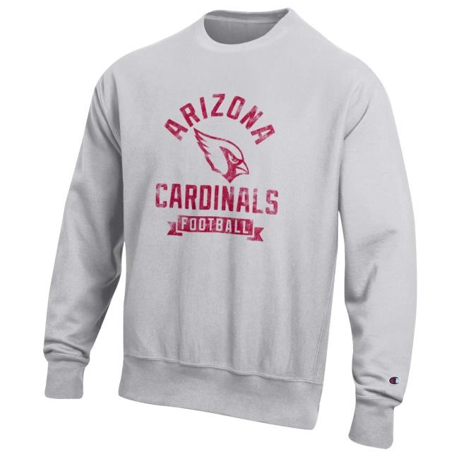 Official NFL Clothing Men's Arizona Cardinals Champion Heather Gray Reverse Weave Sweatshirt ArizonaCardinals