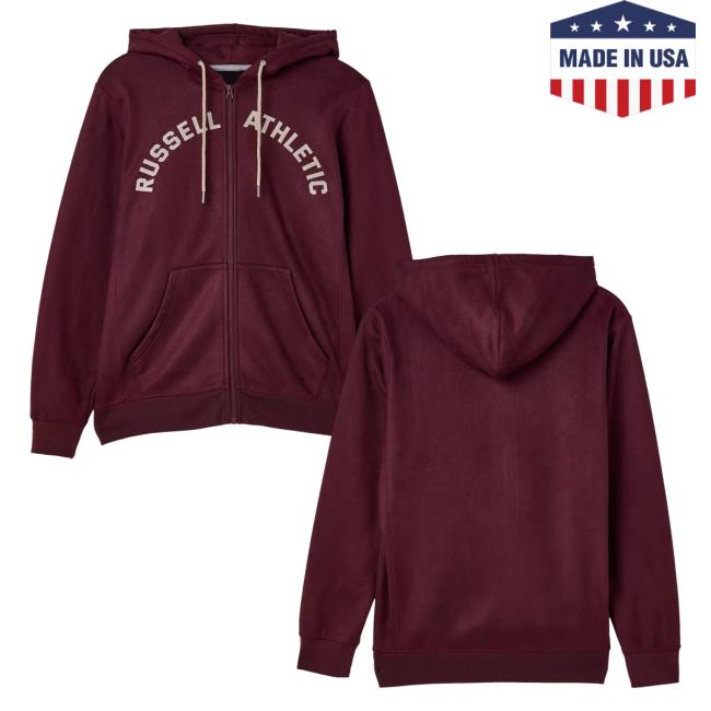 Official Urban Outfitters Apparel Clothing Russell Athletic Arched Classic Logo Full Zip Hoody UrbanOutfitters Store Shop
