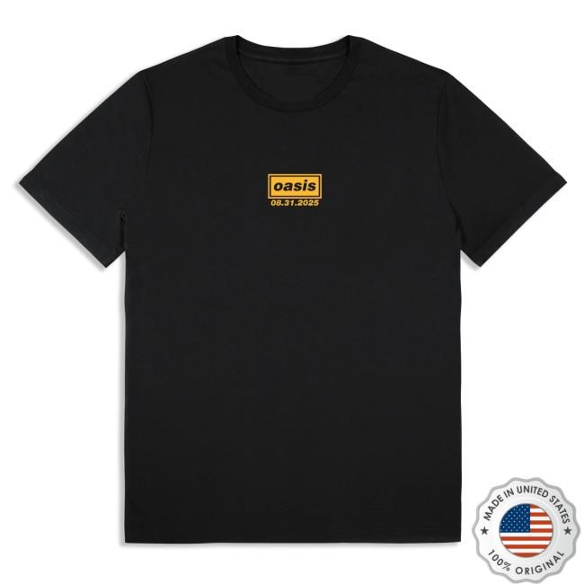 Official Oasis Tour Merch Live '25 East Rutherford Event T Shirt Black 31st August
