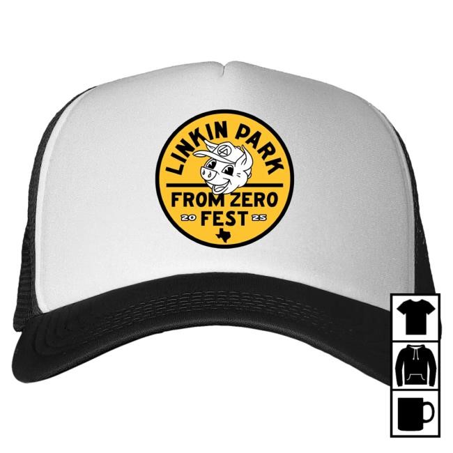 Linkin Park Linkin Pork FZ Fest White & Black Trucker Hat LinkinPark