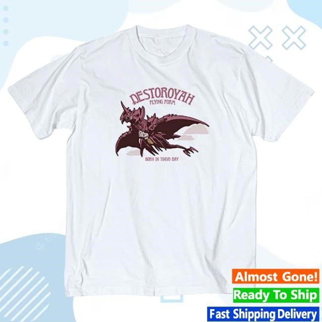 Official Godzilla Merch Store Godzilla vs. Destoroyah 30th Anniversary Scene Illustration New Shirt 3 (Destoroyah (Flying Object)) White