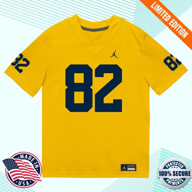 Michigan Wolverines #82 CJ Charlston Student Athlete Maize Football Jersey Tees The M Den Shop Official