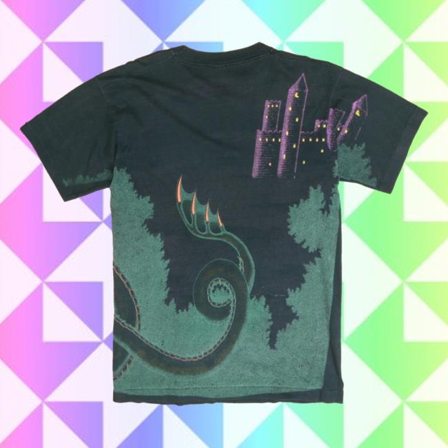 Official Vintage Dragon Castle Top Shirt Black Fantasy 3D All Over Print 1992 90S